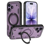 iPhone 17 Case with 360° Rotatable Magnetic Ring, Compatible with Mag-safe, Military-Grade Protective Case, Dropproof Heavy Duty Tough Rugged Shockproof Phone Case Cover for iPhone 17(6.3 inch)-Purple