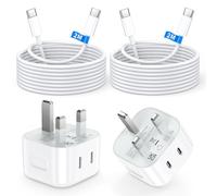 iPhone 17 Fast Charger, 2 Pack 40W USB C Charger Plug with 2M/6FT USB C to C Cable for iPhone 17 Pro/17 Pro Max/17 Plus/Air/16 15 P-ro Max Plus, for iPad P-ro/Air/Mini, UK Wall Power Adapter, 2 Port