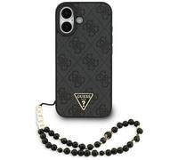iPhone 17 Guess MagSafe Case Faux Leather Gray Logo Chain