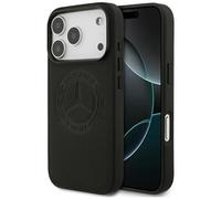 iPhone 17 Pro Case Mercedes Real Leather Black Vintage Logo MagSafe
