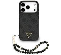iPhone 17 Pro Guess MagSafe Case Faux Leather Gray Logo Chain