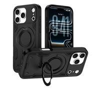 iPhone 17 Pro Max Case with 360° Spin Magnetic Stand Ring Holder, Fit for Mag-Safe, 16FT Mil-Grade Shockproof Dropproof Tough Rugged Protective Case Cover for iPhone 17 Pro Max (6.9 inch), Black