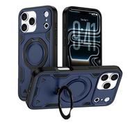 iPhone 17 Pro Max Case with 360° Spin Magnetic Stand Ring Holder, Fit for Mag-Safe, 16FT Mil-Grade Shockproof Dropproof Tough Rugged Protective Case Cover for iPhone 17 Pro Max (6.9 inch), Navy Blue