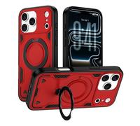 iPhone 17 Pro Max Case with 360° Spin Magnetic Stand Ring Holder, Fit for Mag-Safe, 16FT Mil-Grade Shockproof Dropproof Tough Rugged Protective Case Cover for iPhone 17 Pro Max (6.9 inch), Red