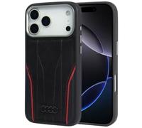 iPhone 17 Pro Max Genuine Leather Case Audi R8 MagSafe Black Red Logo Metal