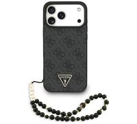 iPhone 17 Pro Max Guess MagSafe Case Kunstleder Gray Logo Chain