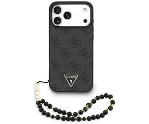 iPhone 17 Pro Max Guess MagSafe Case Kunstleder Gray Logo Chain