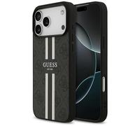 iPhone 17 Pro Max Guess MagSafe Leather Case Gray Logo Stripes