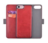 iPhone 7 Case, Devia [Magic 2 in 1 Series] PU+PC Genuine Leather Wallet Case for Apple iPhone 7 (iPhone 7, Red Magic)