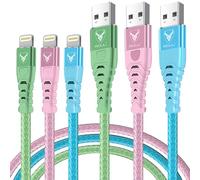 iPhone Charger Cable Cord, 3Pack Apple iPhone Charger Cable MFi Certified Lightning Cable Braided Charger Fast Charge USB Fast Charging Lead for iPhone 14 13 12 11 Pro Max XS XR X 8 7 6 Plus 5 SE iPad