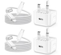 iPhone Charger Fast Charge 2Pack, 20W USB C Charger Plug UK and Nylon Braided 2M USBC to USBC charger Cable Lead,Type C charger Cable Fast Charging for iPhone 17/16/15 Pro/Pro Max,iPad Pro/Air,Samsung