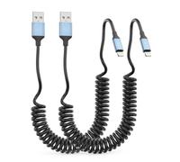 IPhone Lightning Coiled Cable, Lead Tangle-Free [MFi Certified] Retractable USB to Lightning Charging Cable, Cord Short for Car, 2.4A Fast Charging Coiled Cord for iPhone 14 13 12 11 (2Pack, 30CM-1M)