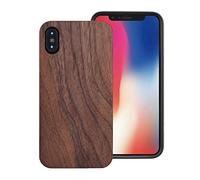 IPhone X Case. Real WOODEN Premium Protective Cover. Unique, Stylish & Classy Walnut Wood Snap-On Back Case for iPhone X / 10 Case-Walnut