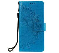 iPhone Xs Case, Protective iPhone X Wallet Phone Case Flip Shockproof PU Leather Card Holder Mandala Magnetic Stand Cover for iPhone Xs/iPhone X, Blue