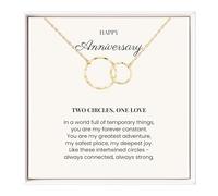 IPINK-Anniversary Necklace for Wife Husband - Two Interlocking Circles Pendant Jewelry Gift for Couples, Him Her, Wedding Anniversary Present with Gift Box