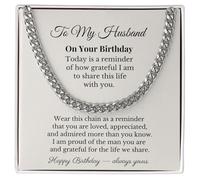 IPINK-Cuban Link Chain Necklace for Husband on His Birthday - 6mm Stainless Steel Men's Chain with Romantic Message Card and Gift Box, 22 Inch, from Wife