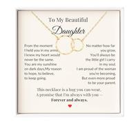 IPINK Daughter Necklace Gift from Mom Dad, Stainless Steel Love Knot Crystal Pendant with Sentimental Message Card, Birthday Christmas Gifts Jewelry for Teen Girls Women, M, Stainless Steel, No