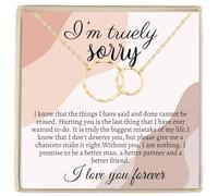 IPINK-I'm Sorry Gifts For Her, Apology Gifts For Her, I Love You I'm Sorry Gift, Giant Sorry Forgiveness Necklace with Message Card and Gift Box, Stainless Steel, Cubic Zirconia