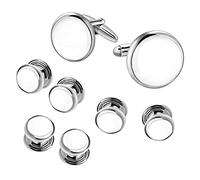 IPINK-Mens Cufflinks and Studs Set Tuxedo Formal Kit Shirts Business Wedding, Metal