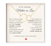 IPINK-Mother in Law Gift Necklace - Interlocking Circles Pendant with Sentimental Message Card - Elegant Jewelry for Mother's Day, Birthday, Wedding, Christmas, Bonus Mom, M, Stainless Steel, No