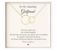 IPINK-Romantic Girlfriend Necklace Gifts - To My Amazing/Beautiful Girlfriend Pendant in Stainless Steel & Cubic Zirconia - Anniversary Birthday Christmas Valentine's Day Jewelry from Boyfriend, M
