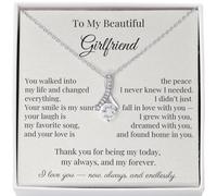 IPINK-Romantic Girlfriend Necklace Gifts - To My Amazing/Beautiful Girlfriend Pendant in Stainless Steel & Cubic Zirconia - Anniversary Birthday Christmas Valentine's Day Jewelry from Boyfriend, M