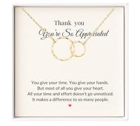 IPINK-Thank You Gifts for Women - You're So Appreciated Necklace - Interlocking Circles Stainless Steel Gold Tone Jewelry - Appreciation Gift for Her, Friend, Coworker, Mentor, Sister, Mom, M