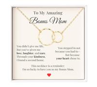 IPINK-To My Bonus Mom Necklace from Stepson or Stepdaughter - Stainless Steel Gift for Step Mom - Emotional Mother’s Day Jewelry with Message Card - Thank You for Loving Me Like Your Own, M, Stainless