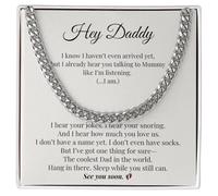 IPINK-To My Daddy Necklace from Baby Bump - Stainless Steel Chain for First Time Dad - Gift from Unborn Baby for Pregnancy Reveal, Baby Shower or Father’s Day - Sentimental Message Card Included, M