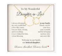 IPINK-To My Daughter-in-Law Necklace from Mother-in-Law - Stainless Steel Gift for Wedding, Bridal Shower, Birthday - Sentimental Jewelry with Message Card, M, Stainless Steel, No Gemstone
