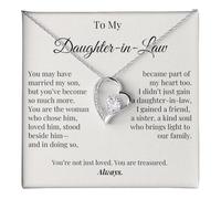 IPINK-To My Daughter-in-Law Necklace from Mother-in-Law - Stainless Steel Gift for Wedding, Bridal Shower, Birthday - Sentimental Jewelry with Message Card, M, Stainless Steel, No Gemstone