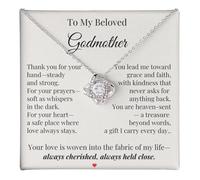 IPINK-To My Godmother Necklace Gift from Godchild - Elegant Pendant with Heartfelt Message Card - Always Cherished, Always Held Close - Birthday, Baptism, Mother’s Day Jewelry, M, Stainless Steel, No