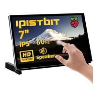 iPistBit Raspberry Pi 7 Inch Touchscreen, IPS 1024x600, Built-in Dual Speakers, HDMI Portable Monitor Compatible with Raspberry Pi 5/Pi 4B/3B+/3B, BB Black, Win11/10/8/7, No