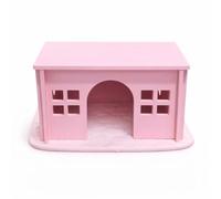 iPlanner Pro Pink Guinea Pig Hideout with Pee pad: Large Wooden House with Window for Guinea Pigs and Small Animals - Ideal for Cages, Chinchilla House or Bunny Hut, Wood, Non-Toxic (Pink)