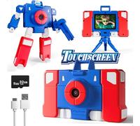 iPlay, iLearn Kid Touchscreen Selfie Camera, 1080P HD Digital Video Camera for Toddler 3-6, Outdoor Protable Travel Robot Camera W/ 32GB SD Card, Birthday Gift Boy 4-8, Present 5 7 9 10 12 Year Old