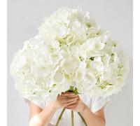 IPLNTS 3pcs 26 inch Extra Large Super Huge Big Realistic White Hydrangea Artificial Flowers Faux Fake Silk Hydrangea Flowers with Stems for Outdoor Wedding Party Office Home Decoration