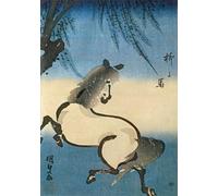 IPLUPJDY Abstract Painting Vintage Canvas Painting Wall Poster a Horse Galloping Under a Willow Tree by Utagawa Kunisada Portrait Image for Home Decor 60x90cm