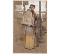 IPLUPJDY Abstract Painting Vintage Canvas Painting Wall Poster a Neapolitan Monk by John Frederick Lewis Portrait Image for Home Decor 60x90cm