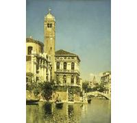 IPLUPJDY Abstract Painting Vintage Canvas Painting Wall Poster a Venetian Canal Scene by Rico Y Ortega Portrait Image for Home Decor 60x90cm