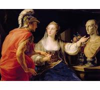 IPLUPJDY Abstract Painting Vintage Canvas Painting Wall Poster Cleopatra Showing Octavius the Bust of Julius Caesar by Pompeo Girolamo Batoni Portrait Image for Home Decor 60x90cm