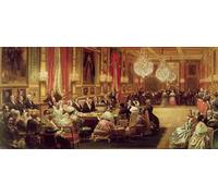 IPLUPJDY Abstract Painting Vintage Canvas Painting Wall Poster Concert in the Galerie Des Guise At Chateau D'eu Th September by Eugene Louis Lami Portrait Image for Home Decor 60x90cm