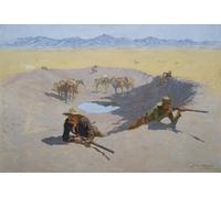 IPLUPJDY Abstract Painting Vintage Canvas Painting Wall Poster Fight for the Waterhole by Frederic Remington Portrait Image for Home Decor 60x90cm