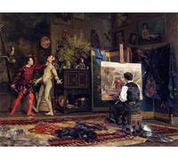 IPLUPJDY Abstract Painting Vintage Canvas Painting Wall Poster in the Artist's Studio by Julius Leblanc Stewart Portrait Image for Home Decor 60x90cm