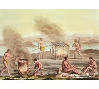 IPLUPJDY Abstract Painting Vintage Canvas Painting Wall Poster Indigenous Natives From Florida Preparing and Cooking Food by White Portrait Image for Home Decor 60x90cm