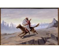 IPLUPJDY Abstract Painting Vintage Canvas Painting Wall Poster Ivan Tsarevich Chevauchant Le Loup Gris the Gray Animal by Vasili GriGorrevich Perov Portrait Image for Home Decor 60x90cm