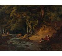 IPLUPJDY Abstract Painting Vintage Canvas Painting Wall Poster Jacques and the Wounded Stag As You Like It Act Ii Scene I by William Hodges Portrait Image for Home Decor 60x90cm
