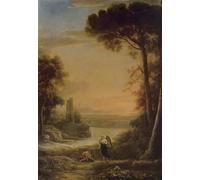 IPLUPJDY Abstract Painting Vintage Canvas Painting Wall Poster Landscape the Archangel Raphael and Tobias by Claude Lorrain Portrait Image for Home Decor 60x90cm