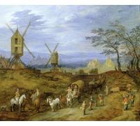 IPLUPJDY Abstract Painting Vintage Canvas Painting Wall Poster Landscape with Near Windmills by Jan Brueghel the Younger Portrait Image for Home Decor 60x90cm