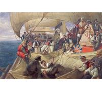 IPLUPJDY Abstract Painting Vintage Canvas Painting Wall Poster Neptune on Board the newcastle Crossing the Line by William Crimea Simpson Portrait Image for Home Decor 60x90cm