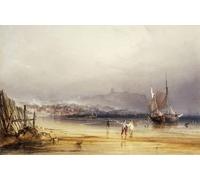 IPLUPJDY Abstract Painting Vintage Canvas Painting Wall Poster Scarborough Castle From the South by Vandyke Copley Fielding Portrait Image for Home Decor 60x90cm